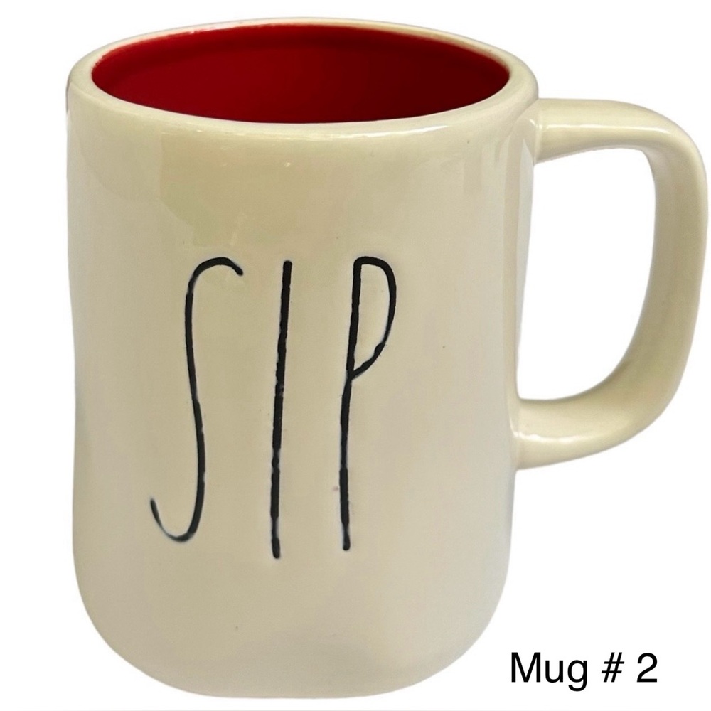 Rae Dunn SIP Mug Creamy White Red Interior Black Large Letters NWT 2017 OG